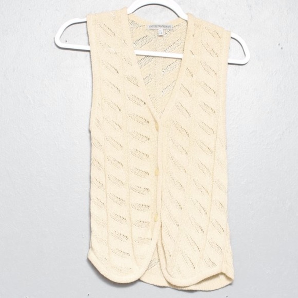 Armani Vintage Cream Open-Knit Button Front Sweater Vest - Picture 5 of 13